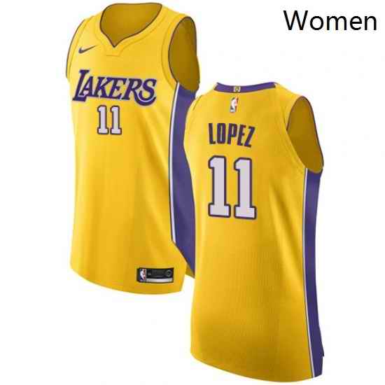 Womens Nike Los Angeles Lakers 11 Brook Lopez Authentic Gold Home NBA Jersey Icon Edition
